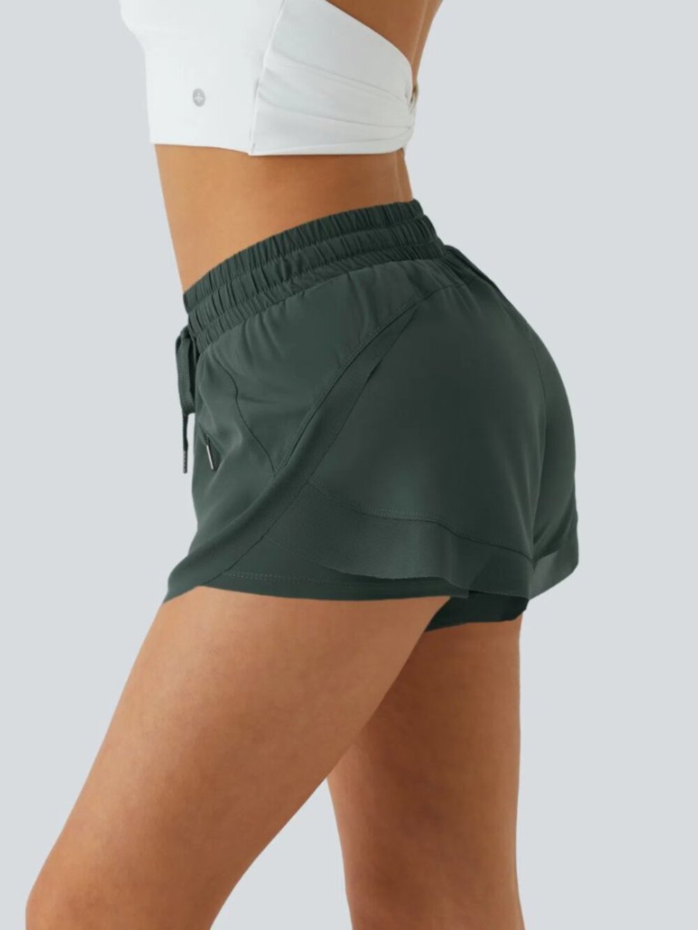 XL - NWT, Halara, Mid Rise Drawstring Mesh 2-in-1 Flowy Running Shorts 3'' - Picture 4 of 8